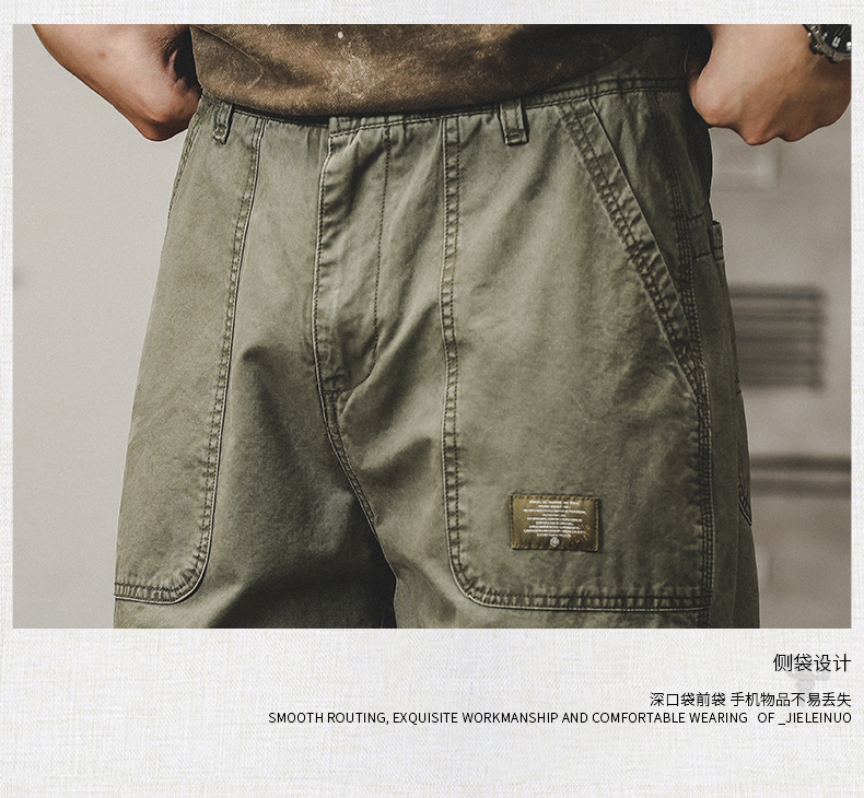 GorgeousBen Men's American casual work pants, loose straight-leg trousers for spring and autumn, retro deck pants trend.
