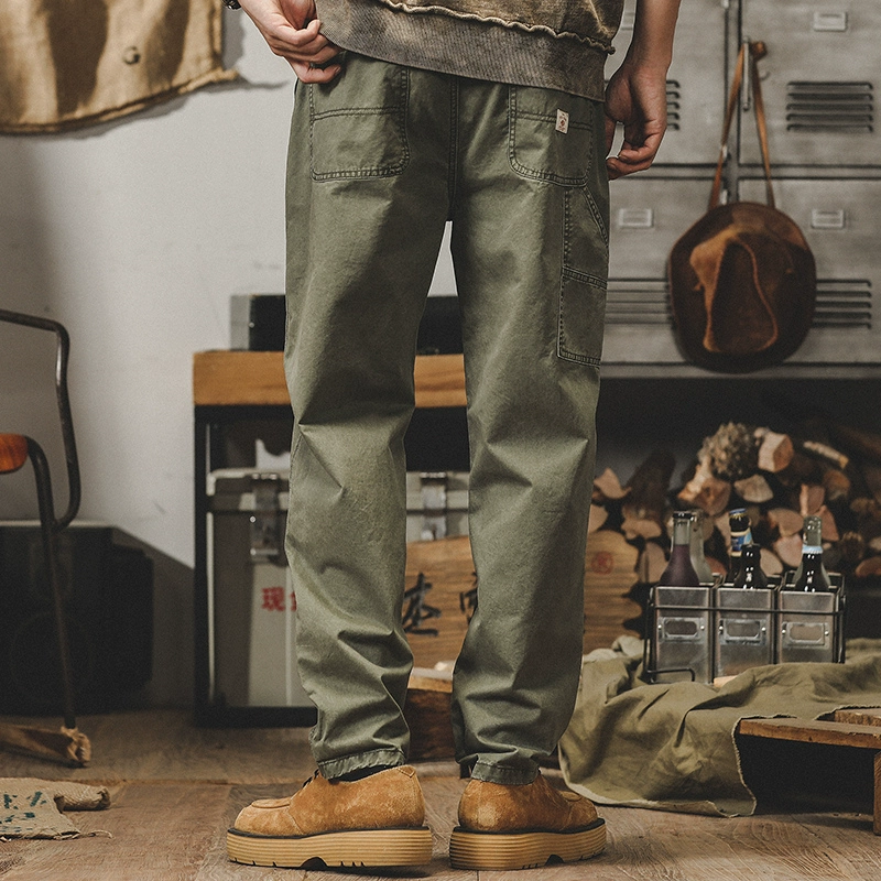GorgeousBen Men's American casual work pants, loose straight-leg trousers for spring and autumn, retro deck pants trend.