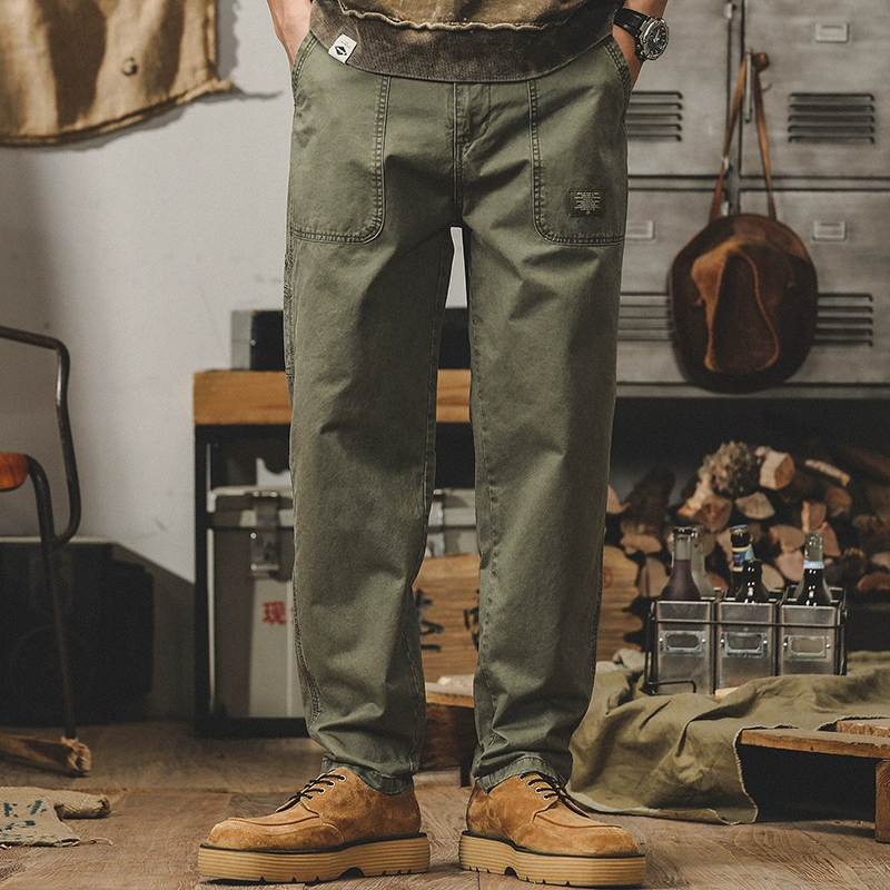 GorgeousBen Men's American casual work pants, loose straight-leg trousers for spring and autumn, retro deck pants trend.