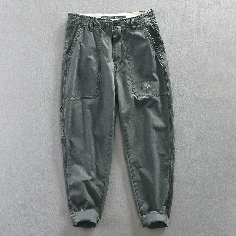 GorgeousBen Men's American casual work pants, loose straight-leg trousers for spring and autumn, retro deck pants trend.