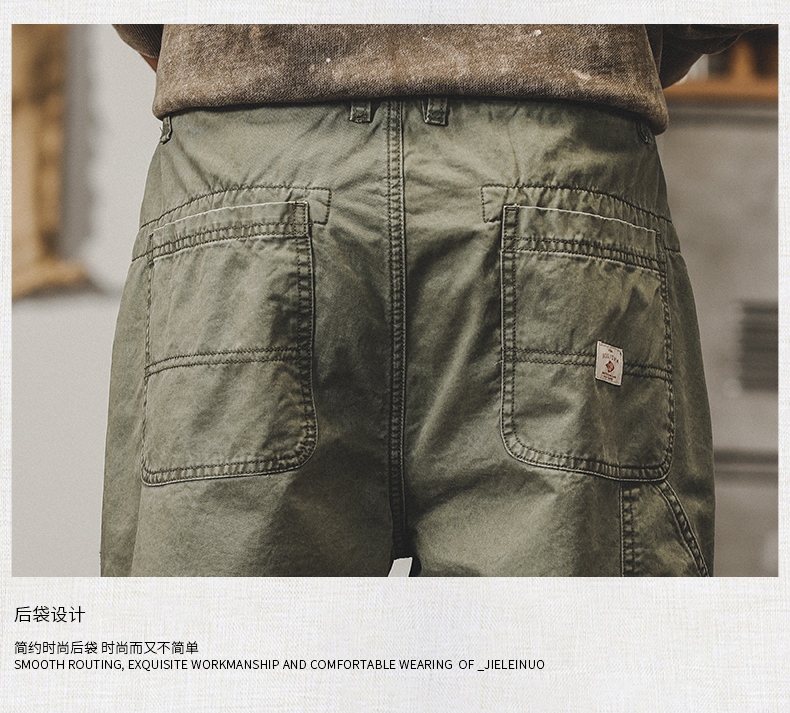 GorgeousBen Men's American casual work pants, loose straight-leg trousers for spring and autumn, retro deck pants trend.