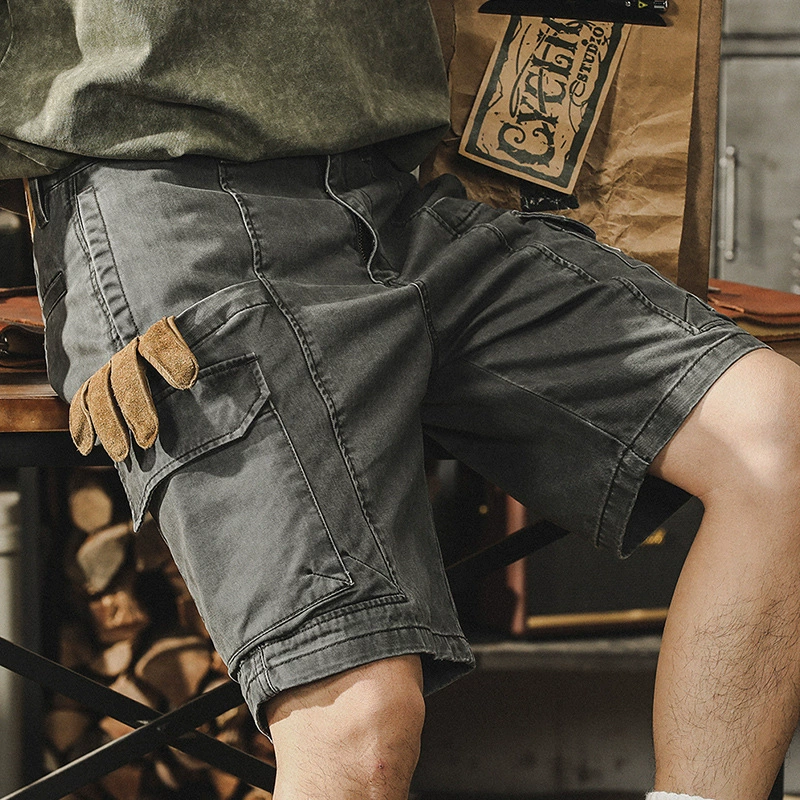 GorgeousBen American retro workwear shorts men's summer loose outdoor casual 5-point pants ins trendy brand mid pants men.