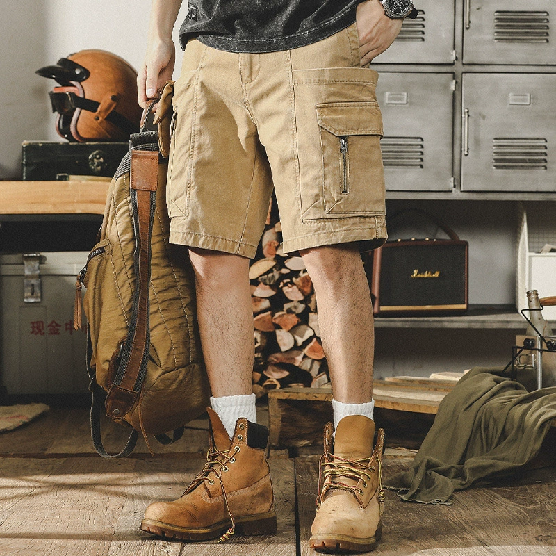 GorgeousBen American retro workwear shorts men's summer loose outdoor casual 5-point pants ins trendy brand mid pants men.