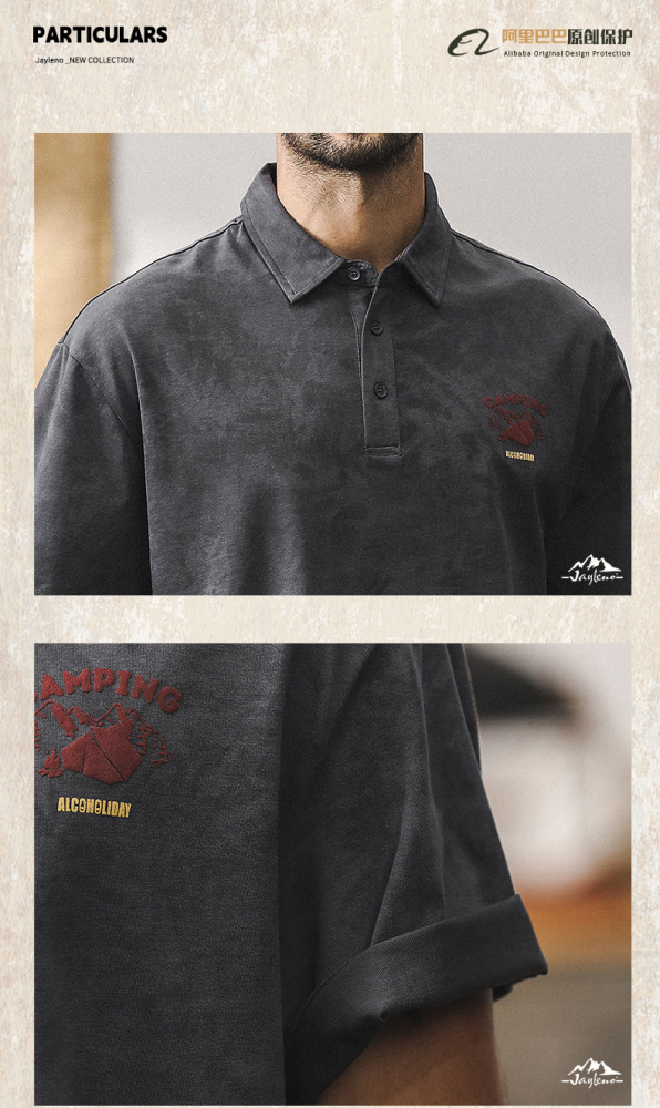 GorgeousBen 2025 Heavy Polo shirt short sleeved t-shirt men's summer new retro printed half sleeved t-shirt top.