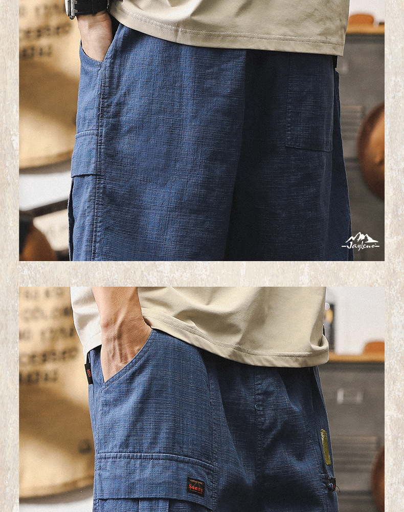 GorgeousBen  American retro workwear shorts men's summer trend brand loose five quarter pants men's outdoor commuting casual pants trend.