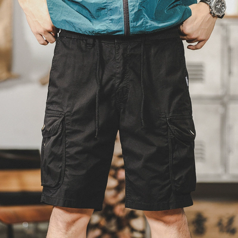 GorgeousBen American style stretch workwear shorts, men's trendy retro mountain style outdoor large pocket functional loose five inch shorts.