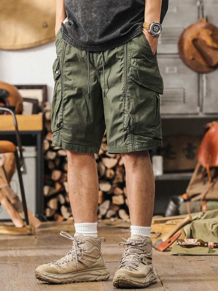 GorgeousBen  Outdoor functional workwear shorts men's summer 2025 new loose American five quarter pants khaki casual pants men.