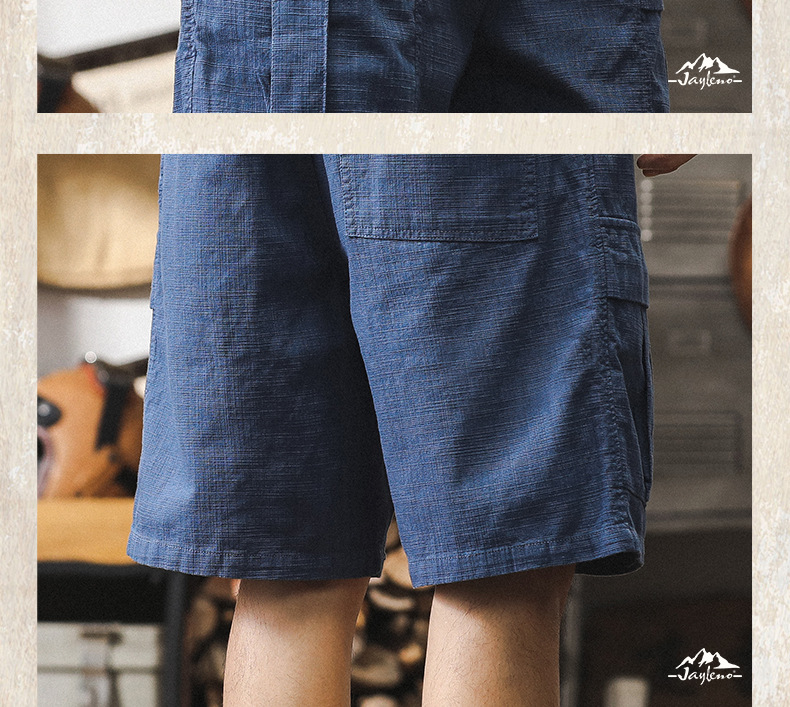 GorgeousBen  American retro workwear shorts men's summer trend brand loose five quarter pants men's outdoor commuting casual pants trend.