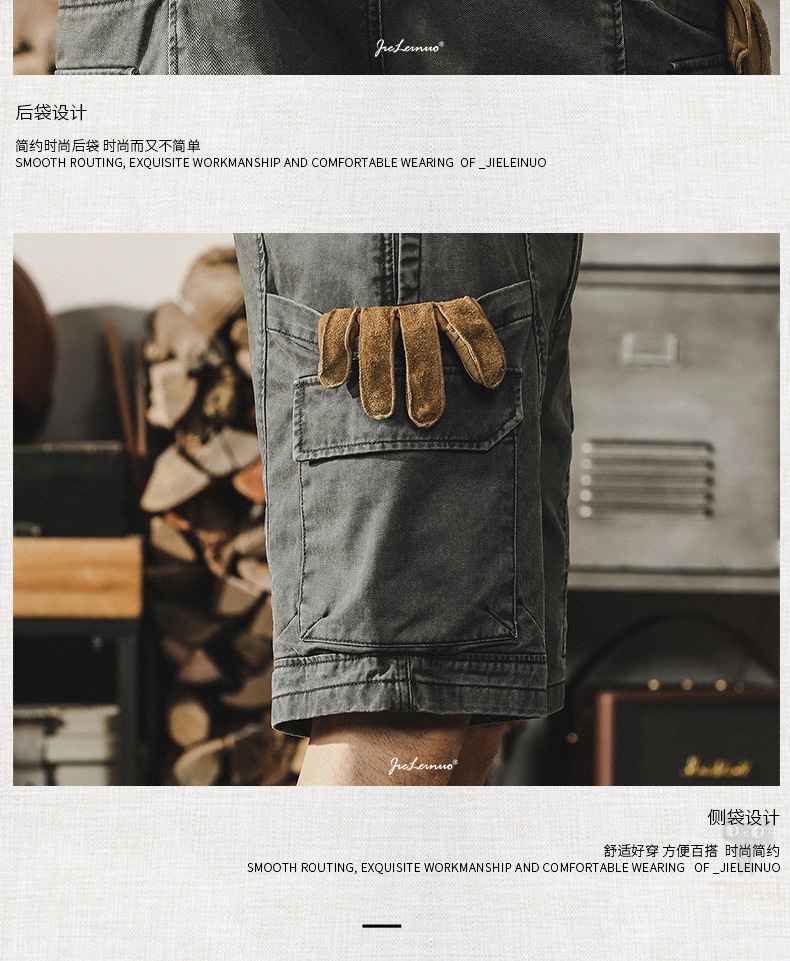 GorgeousBen American retro workwear shorts men's summer loose outdoor casual 5-point pants ins trendy brand mid pants men.