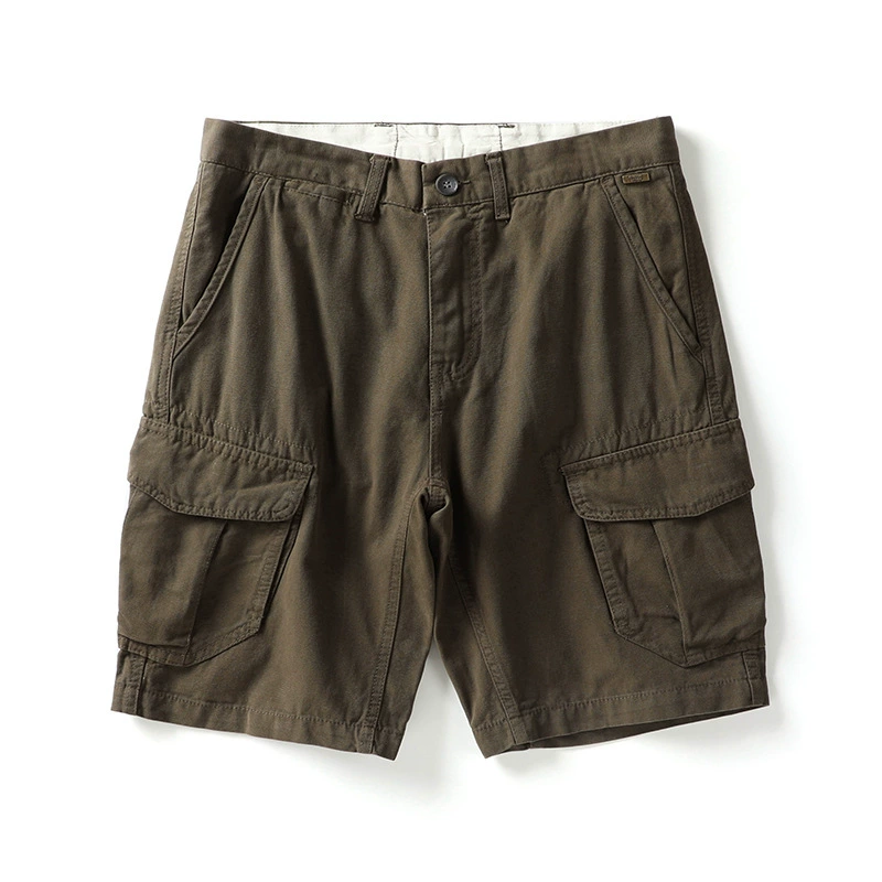 GorgeousBen Summer thin and trendy brand workwear shorts for men, loose straight leg retro five quarter men's casual pants.