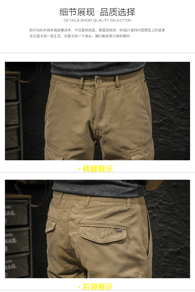 GorgeousBen Summer thin and trendy brand workwear shorts for men, loose straight leg retro five quarter men's casual pants.