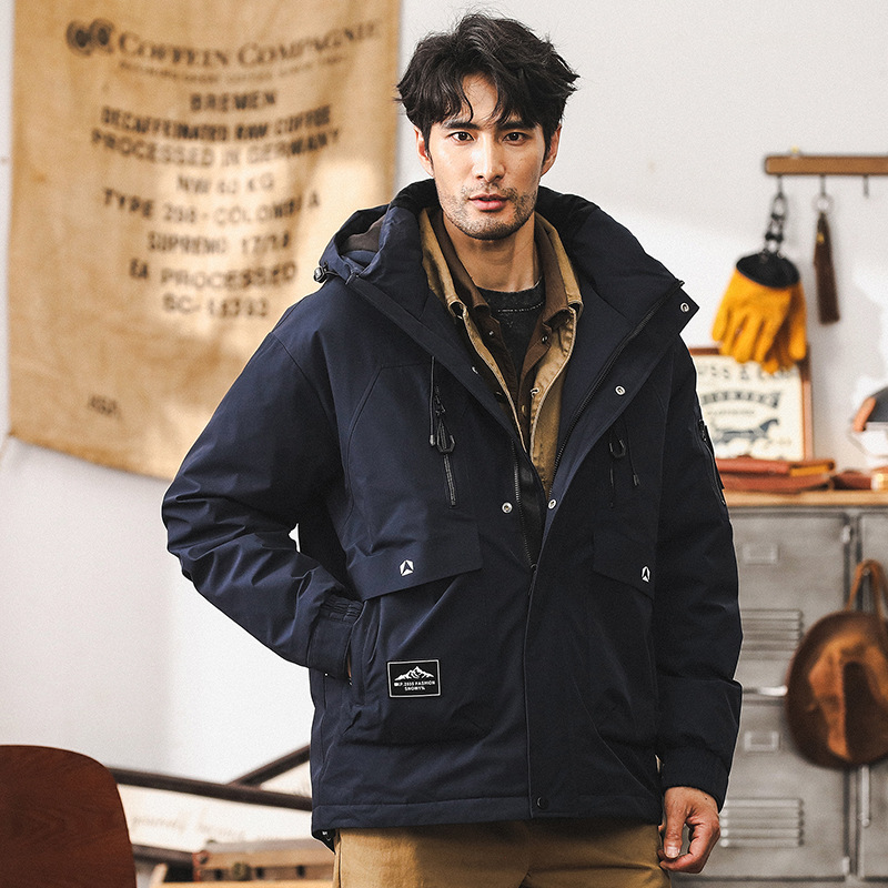 GorgeousBen  American graphene thermal workwear down jacket men's winter 2024 new mountain outdoor commuting hooded jacket men.