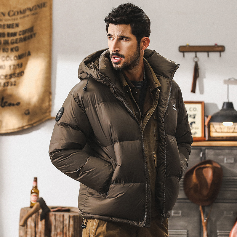 GorgeousBen  American style high fluffy grey duck down down down jacket for men in winter, thick graphene warm bread jacket for outdoor leisure.
