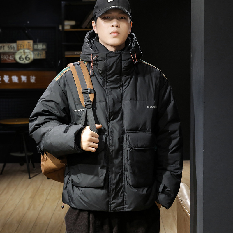 GorgeousBen Winter workwear hooded down jacket for men 2024 new item 90 white duck down thick warm jacket light and thin short clothes.