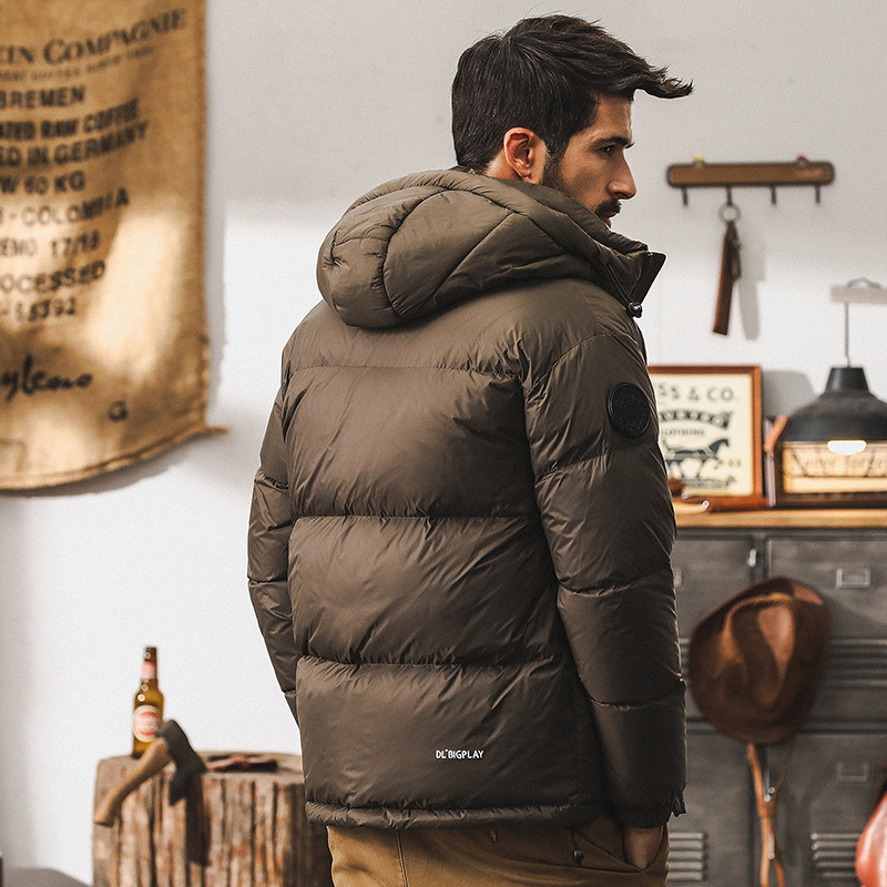 GorgeousBen  American style high fluffy grey duck down down down jacket for men in winter, thick graphene warm bread jacket for outdoor leisure.