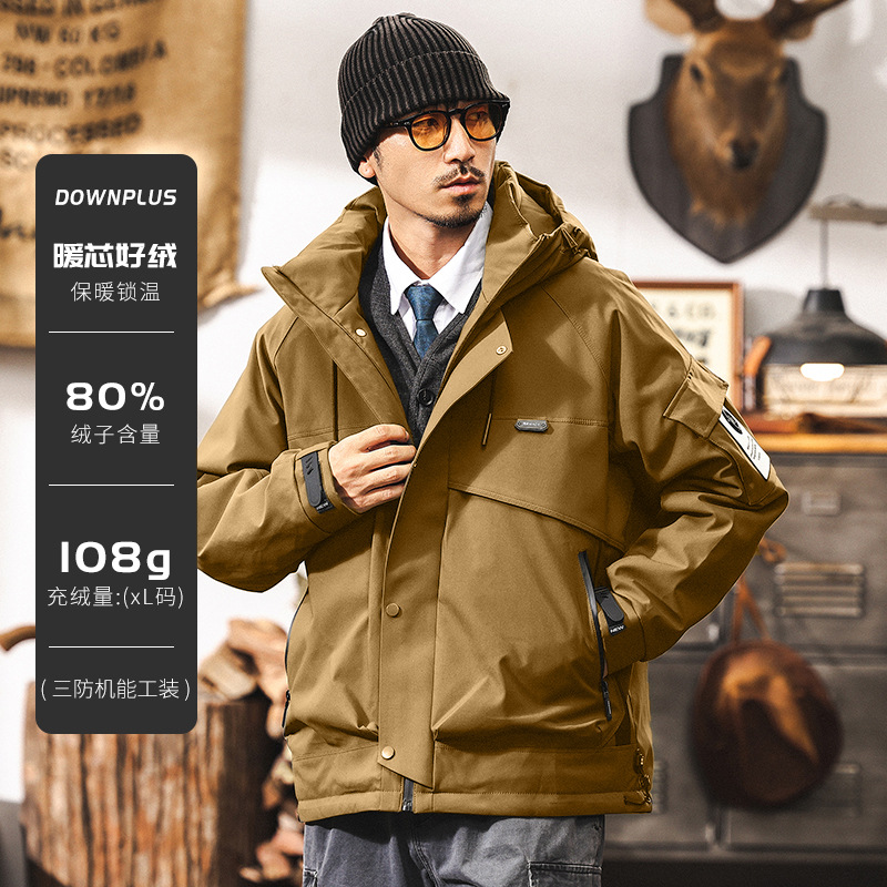 GorgeousBen American retro workwear down jacket men's winter 2025 new mountain outdoor functional style overcomes men's outerwear.
