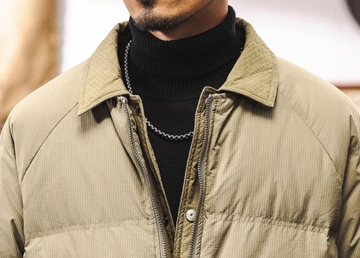 GorgeousBen Retro fake two-piece shirt collar down jacket men's winter trendy brand color blocked bread jacket men's style overcomes.