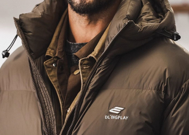 GorgeousBen  American style high fluffy grey duck down down down jacket for men in winter, thick graphene warm bread jacket for outdoor leisure.