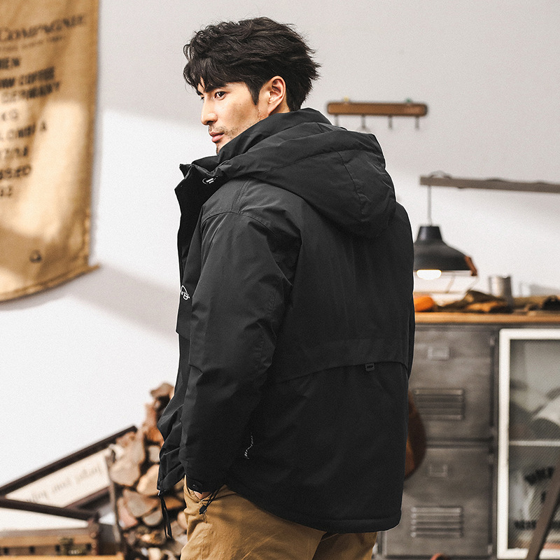 GorgeousBen 2025 Winter workwear hooded down jacket for men 2024 new item 90 white duck down thick warm jacket light and thin short clothes.