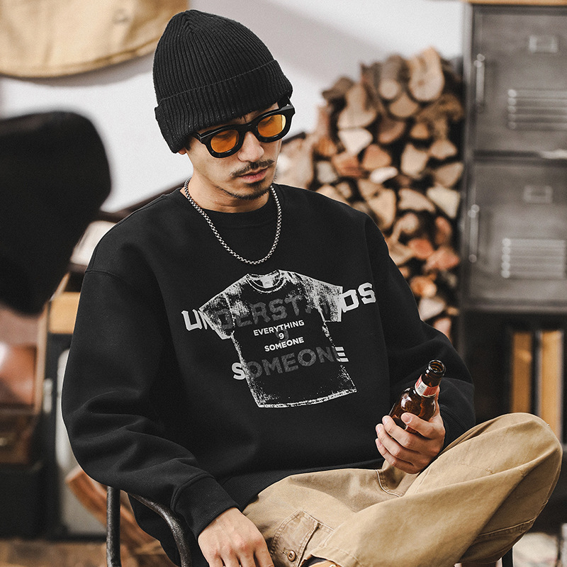 GorgeousBen  Heavy duty hoodie men's autumn American fashion brand retro design sense top loose jacket men's spring and autumn.