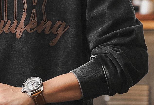 GorgeousBen American heavyweight retro long sleeved T-shirt for men's autumn stir fried sand washed top trend 2025 new loose top men's T.