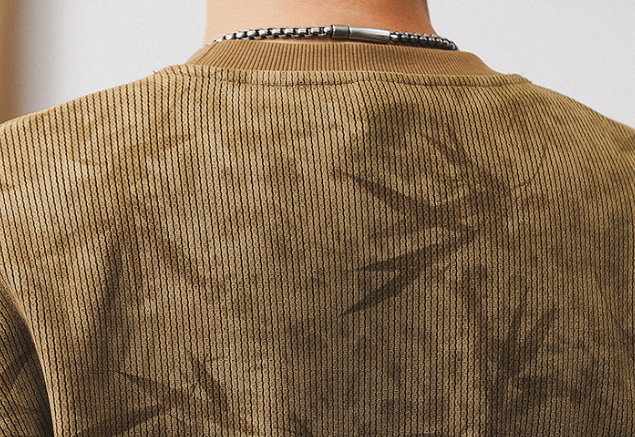 GorgeousBen American retro heavyweight hoodie men's trendy brand autumn clothes loose striped texture printed and dyed men's casual top.