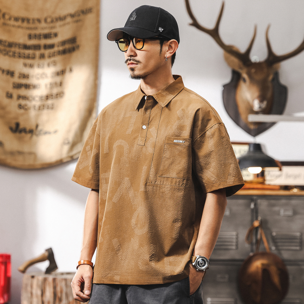 GorgeousBen Polo shirt men's summer 2025 new trendy brand loose short sleeved t-shirt men's top.