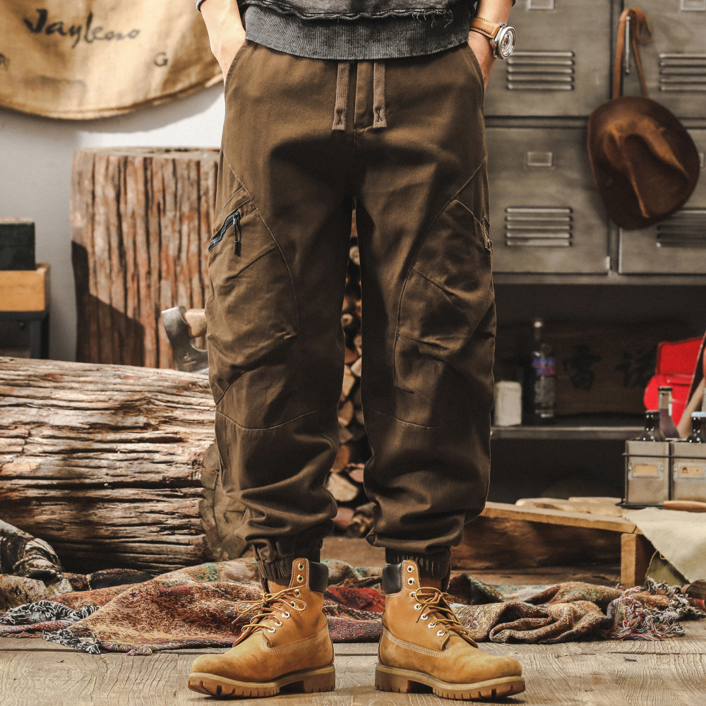 GorgeousBen Work pants men's 2025 spring new style leg binding pants American loose outdoor functional casual pants men.