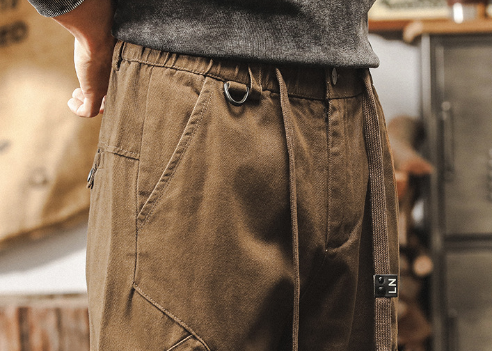 GorgeousBen Work pants men's 2025 spring new style leg binding pants American loose outdoor functional casual pants men.