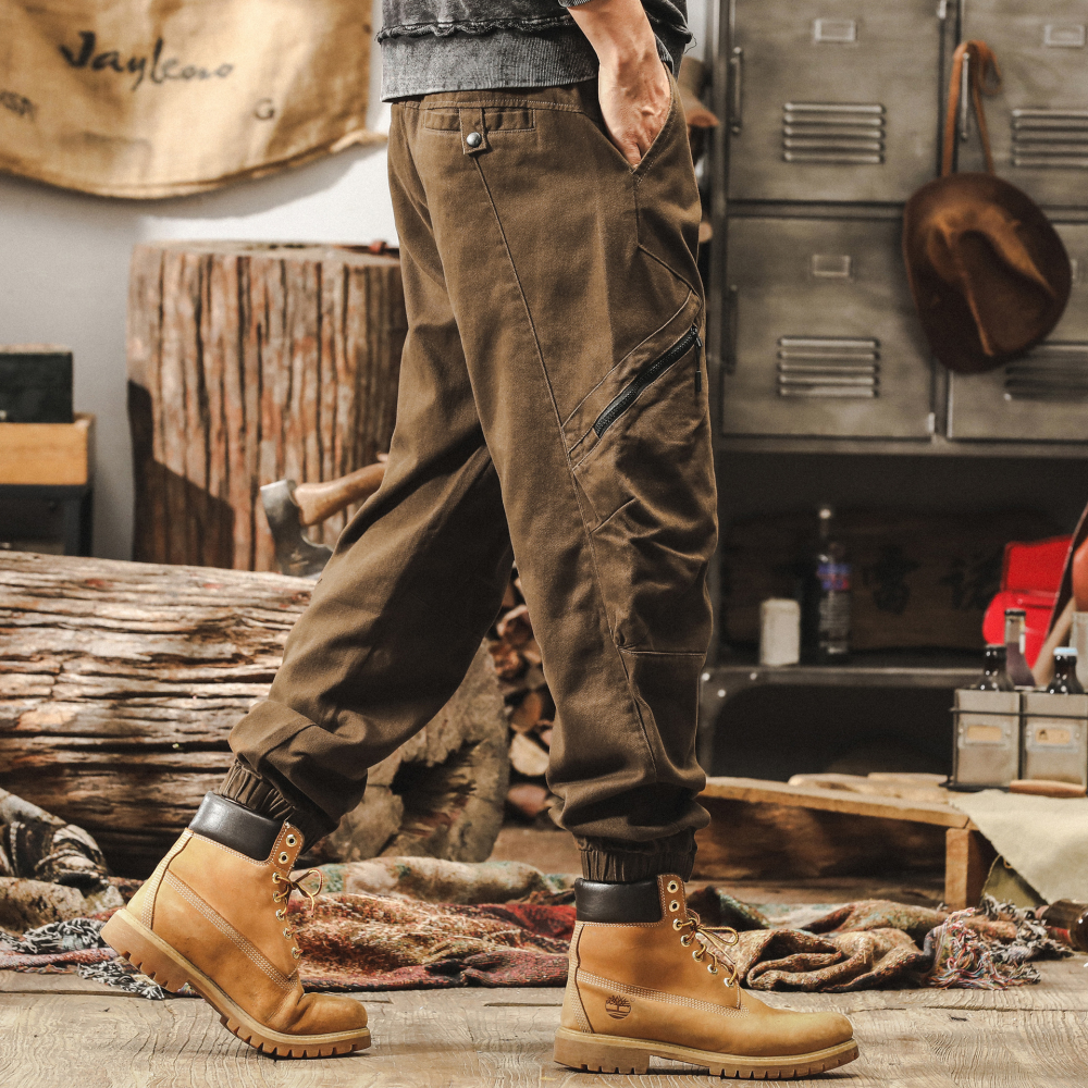 GorgeousBen Work pants men's 2025 spring new style leg binding pants American loose outdoor functional casual pants men.