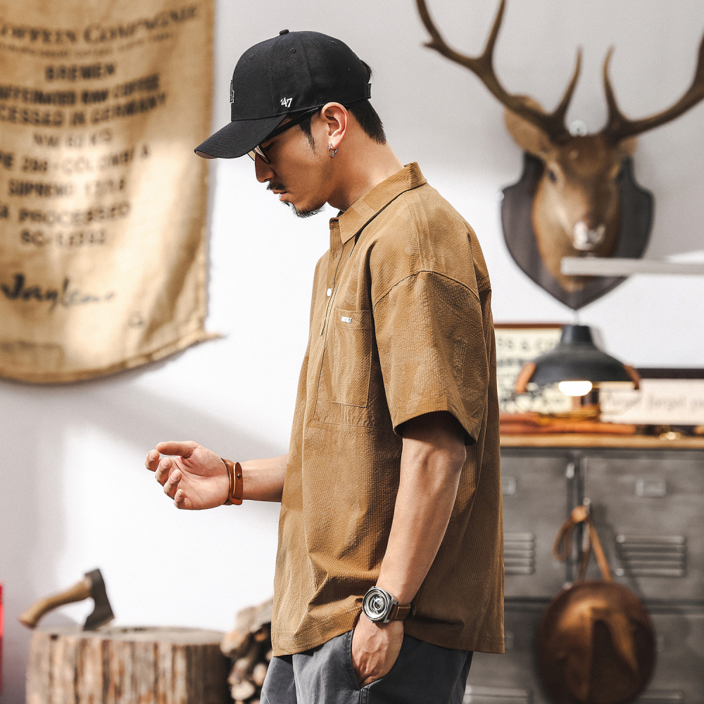 GorgeousBen Polo shirt men's summer 2025 new trendy brand loose short sleeved t-shirt men's top.