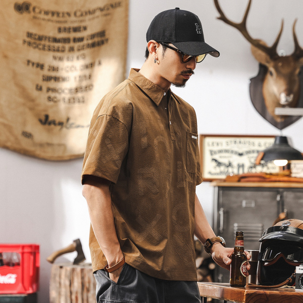 GorgeousBen Polo shirt men's summer 2025 new trendy brand loose short sleeved t-shirt men's top.