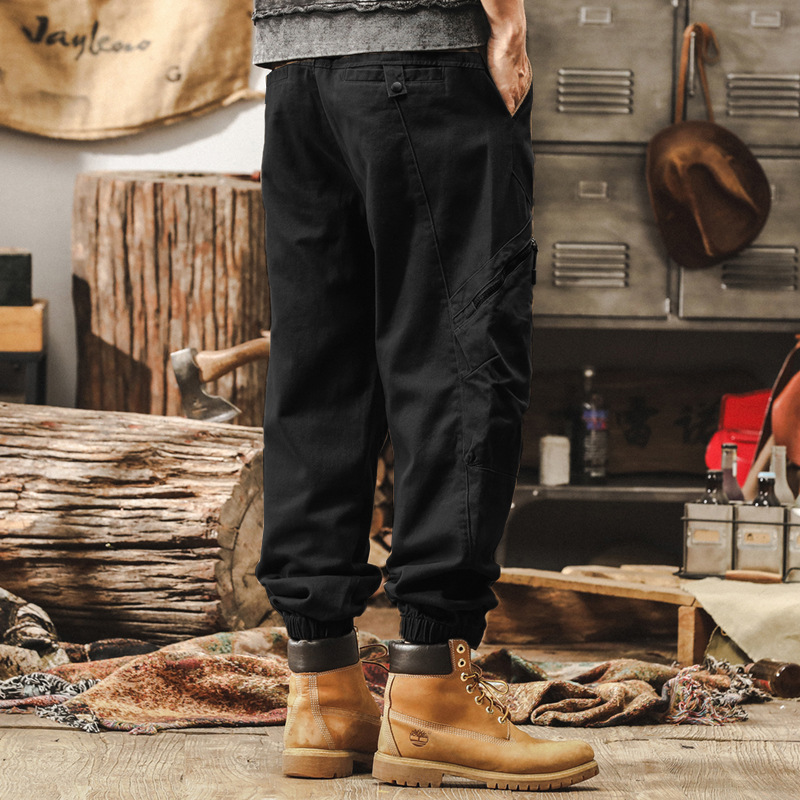 GorgeousBen Work pants men's 2025 spring new style leg binding pants American loose outdoor functional casual pants men.