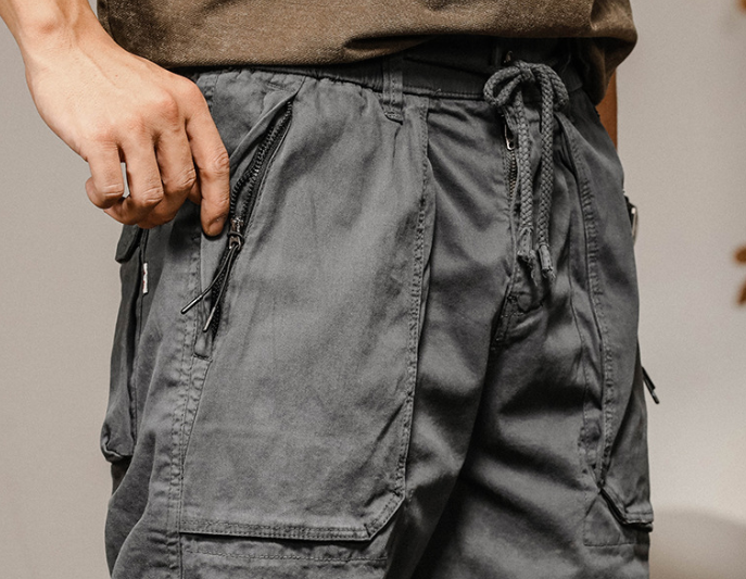 GorgeousBen  American heavyweight retro workwear pants for men, autumn fashion, zipper pocket, straight leg, leg tied, spring and autumn men's casual pants.