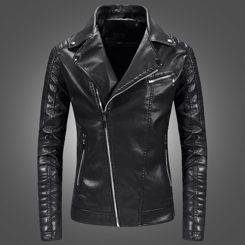 GorgeousBen  New men's leather jacket Korean version youth motorcycle PU leather lapel leather jacket jacket casual men's wear.