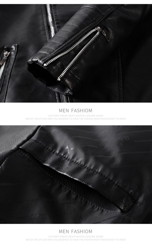 GorgeousBen  New men's leather jacket Korean version youth motorcycle PU leather lapel leather jacket jacket casual men's wear.