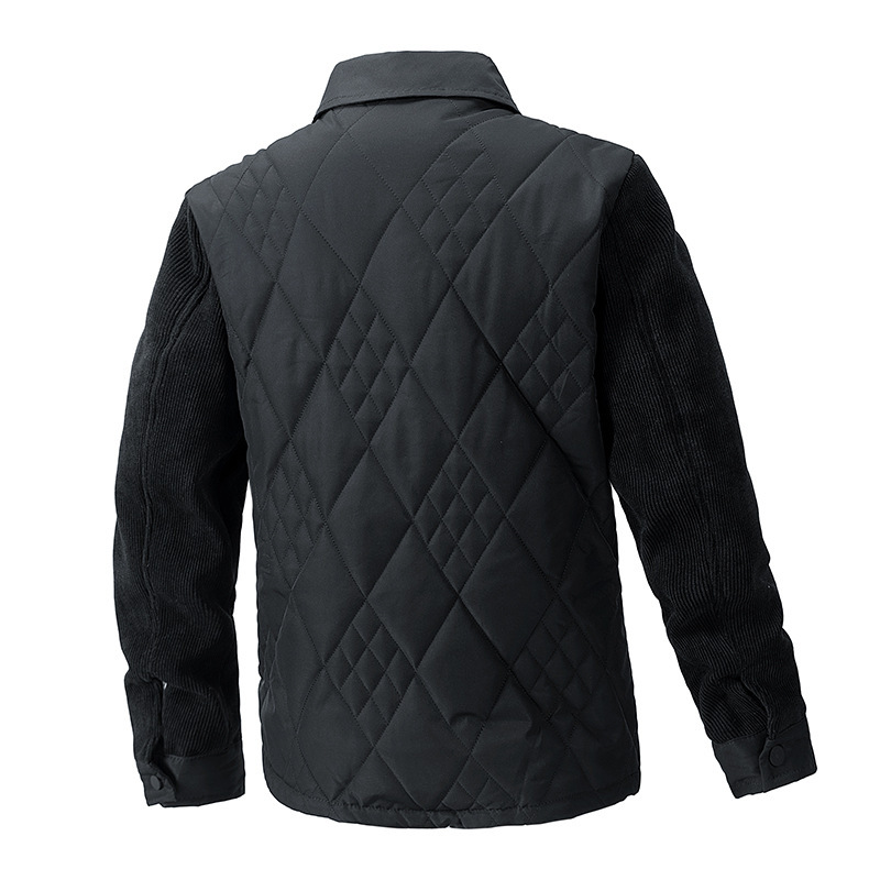 GorgeousBen New autumn and winter diamond grid plus plus size trendy jacket for men, knitted sleeves with cotton jacket, men's casual business jacket.
