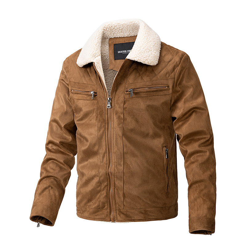 GorgeousBen Autumn and winter suede jacket men's zipper cardigan jacket cross-border casual lambskin jacket men's.