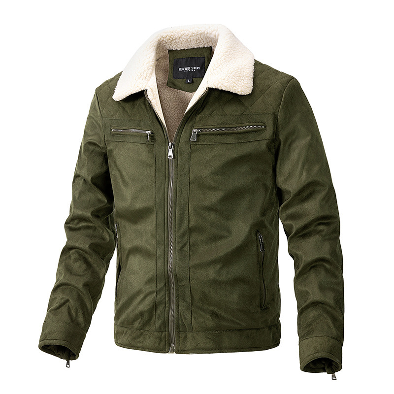 GorgeousBen Autumn and winter suede jacket men's zipper cardigan jacket cross-border casual lambskin jacket men's.