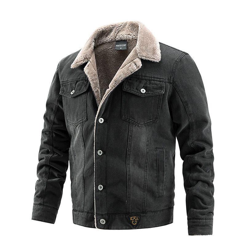 GorgeousBen  Men's denim jacket autumn and winter jacket with plush casual foreign trade men's clothing European and American fashion trend,
