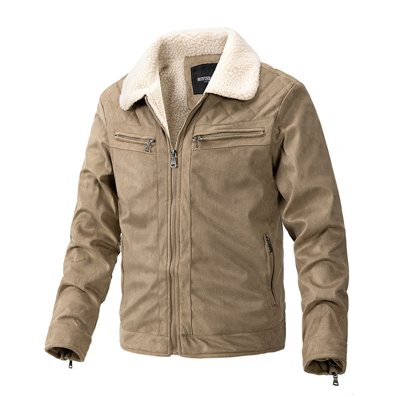 GorgeousBen Autumn and winter suede jacket men's zipper cardigan jacket cross-border casual lambskin jacket men's.