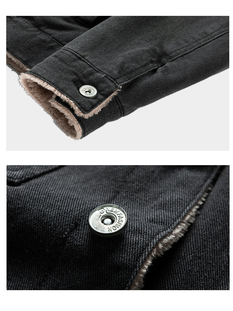 GorgeousBen  Men's denim jacket autumn and winter jacket with plush casual foreign trade men's clothing European and American fashion trend,
