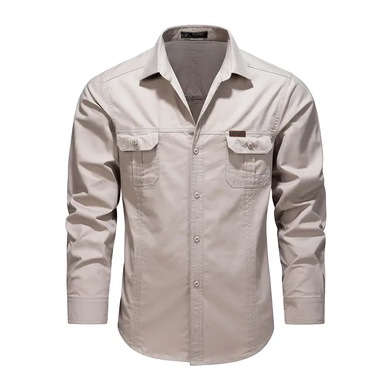 GorgeousBen Summer autumn shirt jacket for men 2025 new men's cotton shirt solid color long sleeved shirt casual men's top.