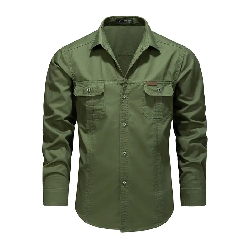 GorgeousBen Summer autumn shirt jacket for men 2025 new men's cotton shirt solid color long sleeved shirt casual men's top.