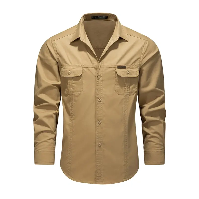 GorgeousBen Summer autumn shirt jacket for men 2025 new men's cotton shirt solid color long sleeved shirt casual men's top.