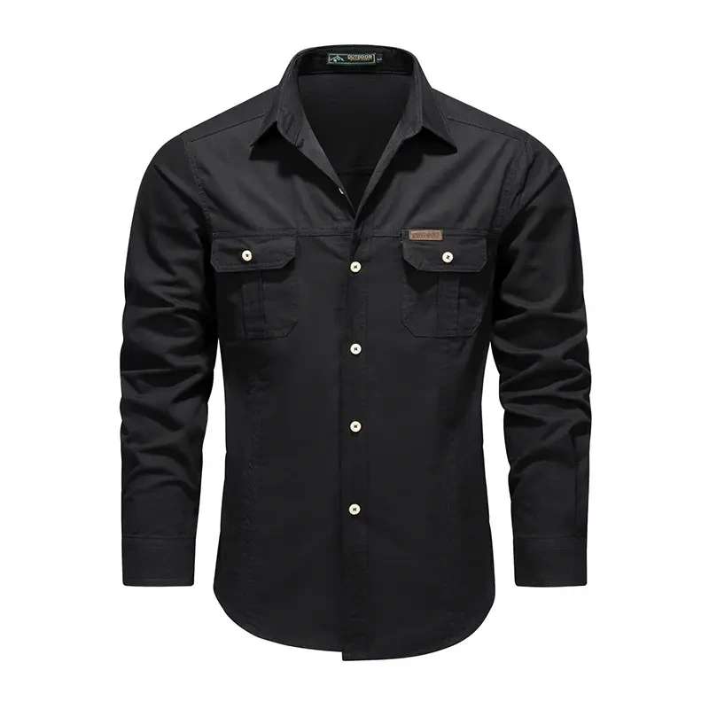 GorgeousBen Summer autumn shirt jacket for men 2025 new men's cotton shirt solid color long sleeved shirt casual men's top.