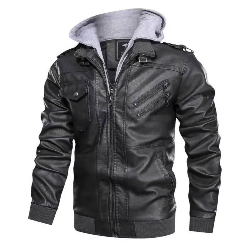 GorgeousBen 2025 Leather jacket men's slim zipper jacket autumn men's leather jacket black casual trend.