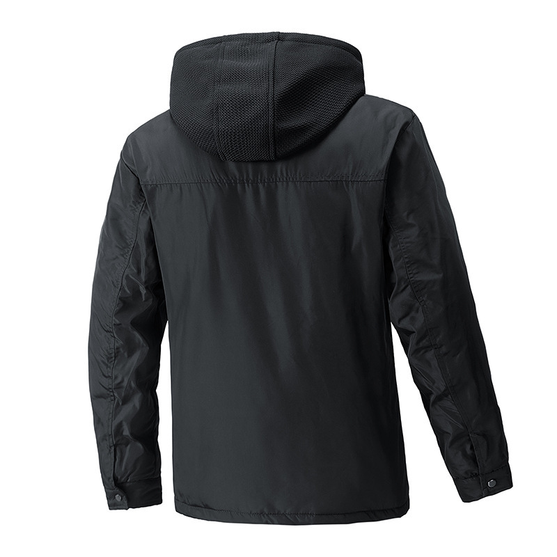GorgeousBen Men's winter hooded detachable inner liner workwear jacket men's retro outdoor American tough guy trendy men's clothing.