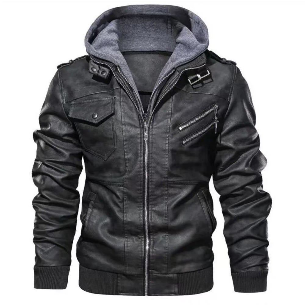 GorgeousBen 2025 Leather jacket men's slim zipper jacket autumn men's leather jacket black casual trend.