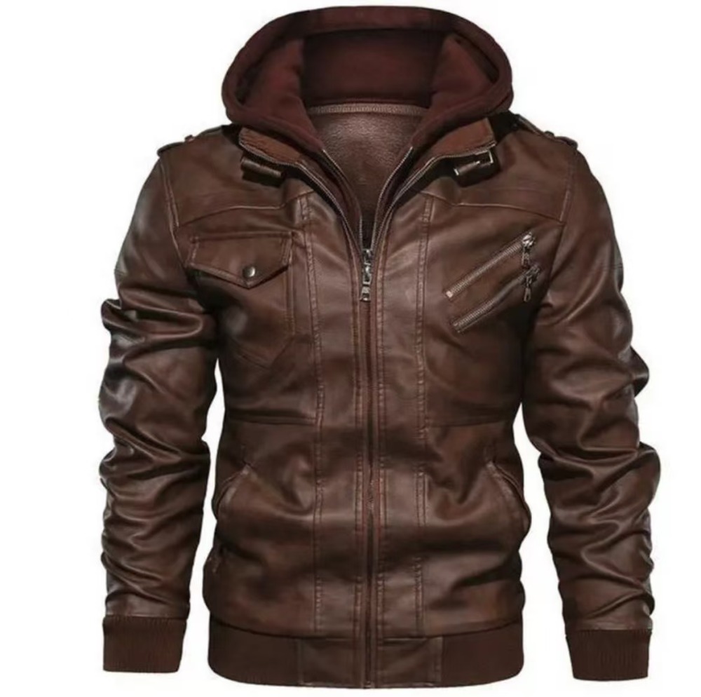 GorgeousBen 2025 Leather jacket men's slim zipper jacket autumn men's leather jacket black casual trend.